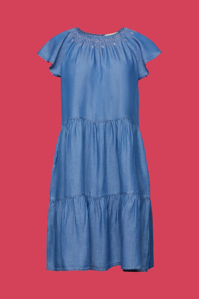 Gelaagde mini-jurk van denim, BLUE MEDIUM WASHED, detail image number 6