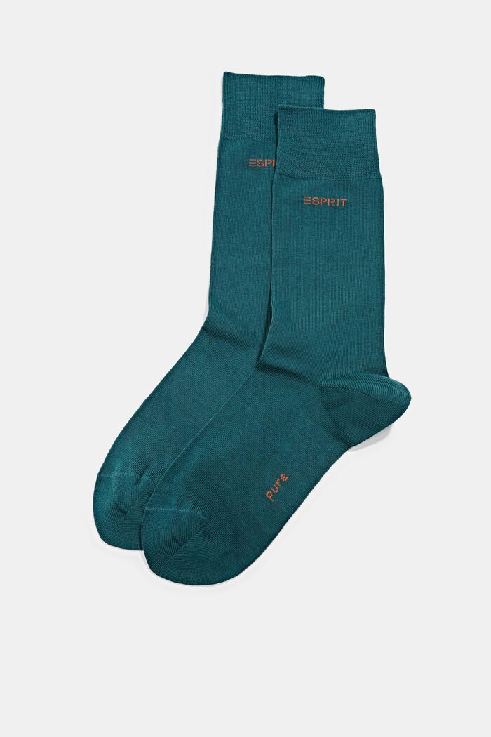 Set van 2 paar sokken, organic cotton, PETROL, detail image number 0