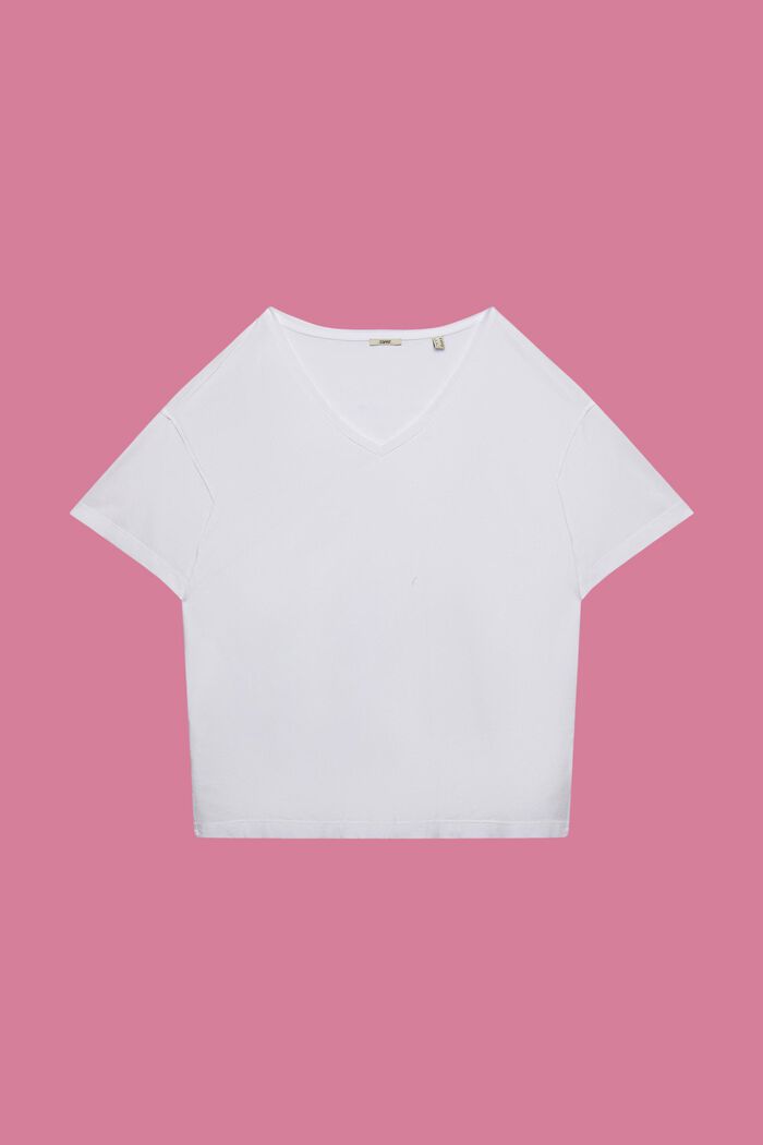 CURVY T-shirt met V-hals, TENCEL™, WHITE, detail image number 0