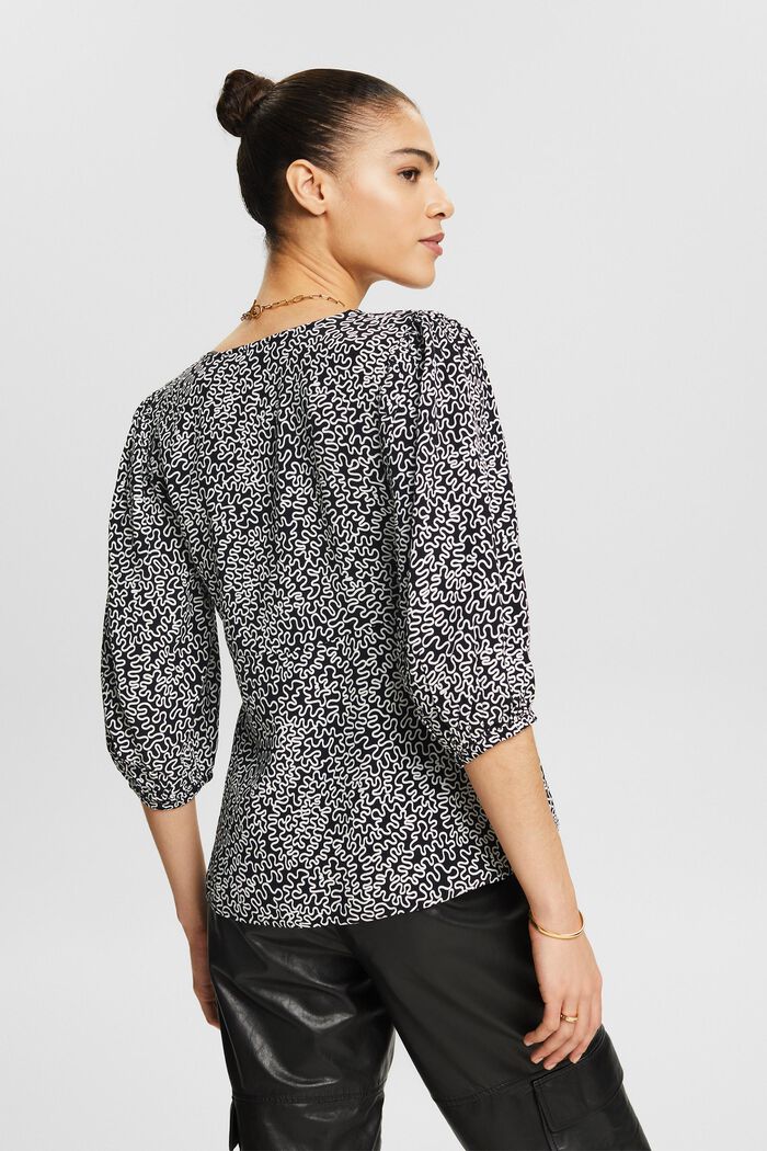 Crêpe blouse met V-hals en print, BLACK, detail image number 3