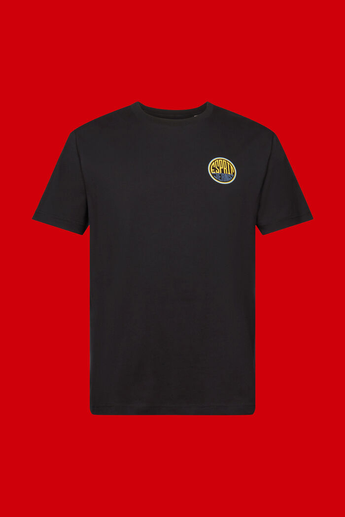Katoenen T-shirt met logoprint op de borst, BLACK, detail image number 6