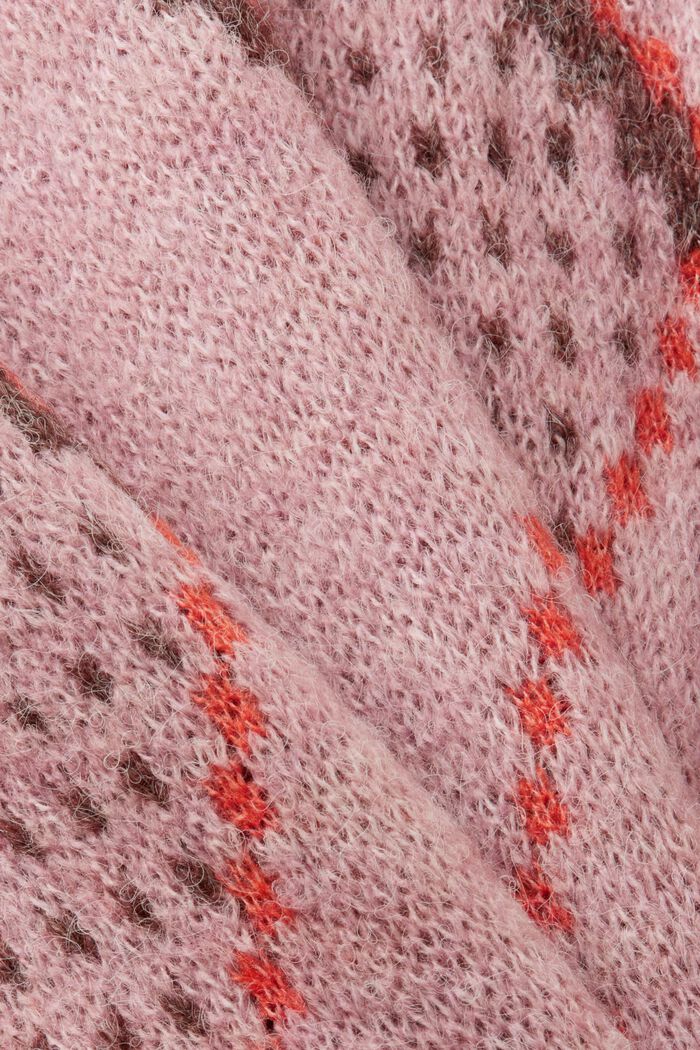 Geruite trui van een wolmix, OLD PINK, detail image number 5