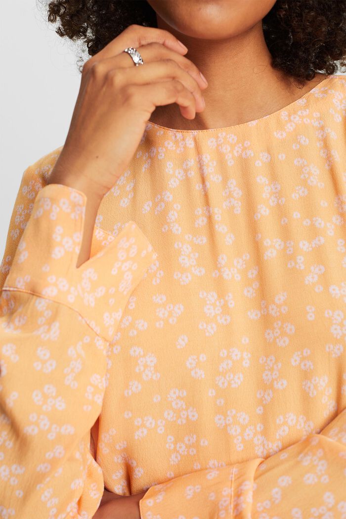 Crêpe blouse met print, PASTEL ORANGE, detail image number 3