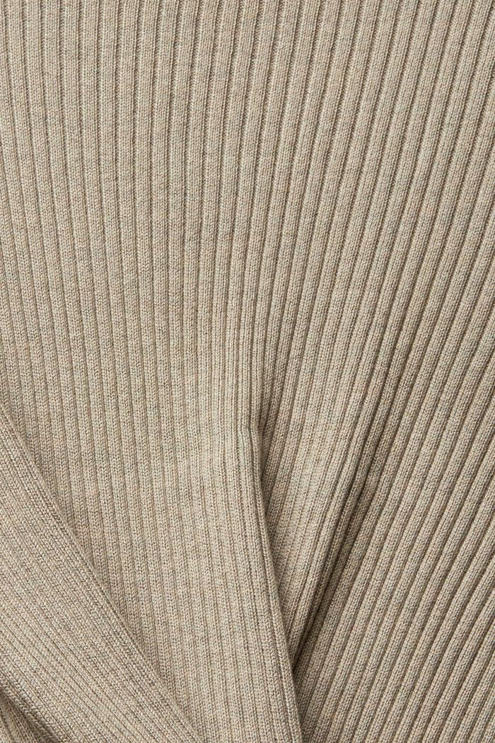 Ribgebreid vest met een asymmetrische zoom, PALE KHAKI, detail image number 1