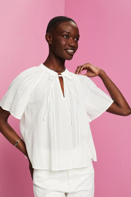 Katoenen blouse, OFF WHITE, overview