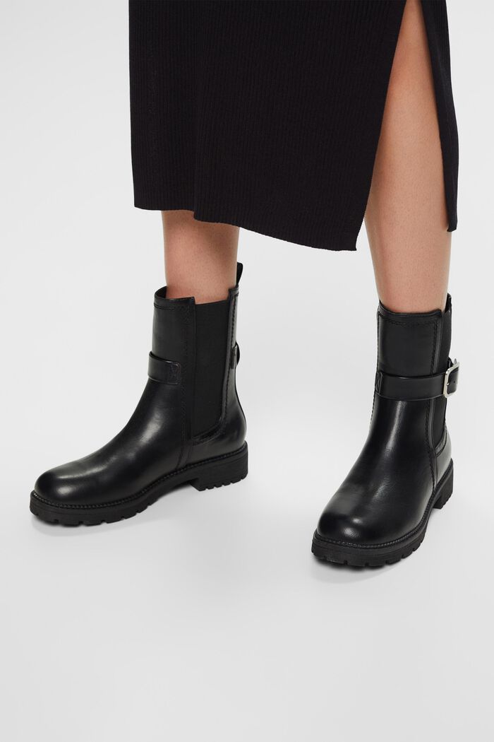 Chelsea boots van imitatieleer met gespdetail, BLACK, detail image number 1
