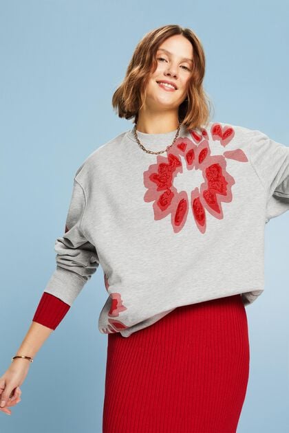 Oversized sweatshirt met print en kralen