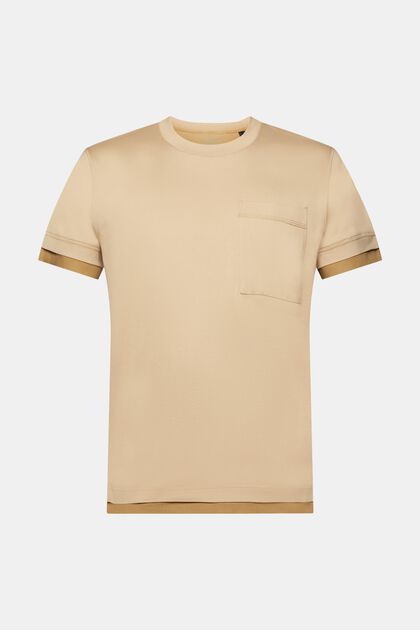 T-shirt met ronde hals in laagjeslook, 100% katoen