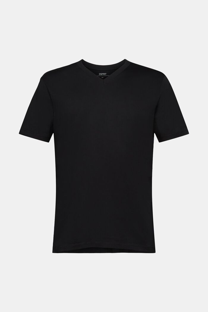 Slim fit katoenen shirt met V-hals, BLACK, detail image number 6