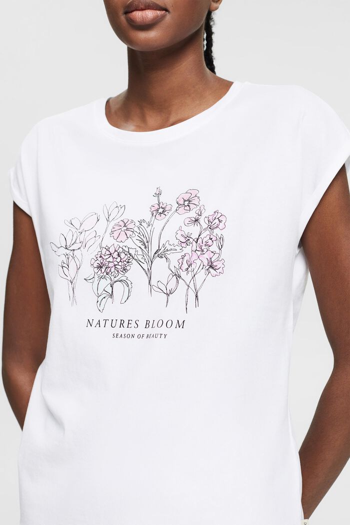 T-shirt met print, biologisch katoen, WHITE, detail image number 2