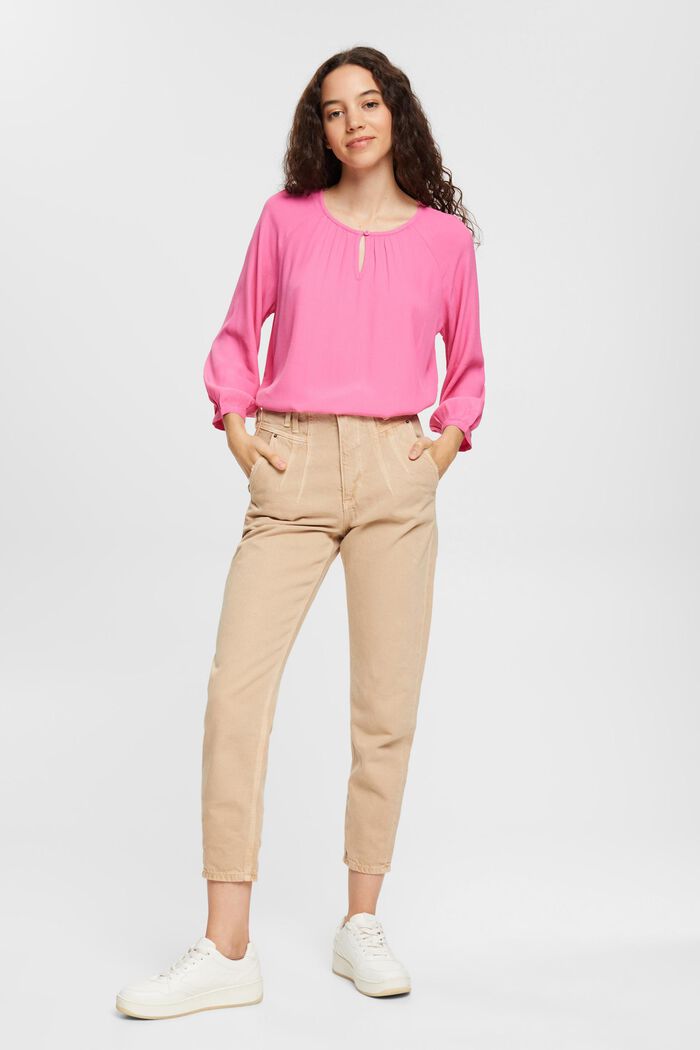Soepele blouse met 3/4-mouwen, PINK, detail image number 2