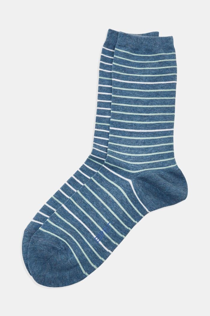 Set van 2 paar gestreepte sokken, LIGHT DENIM, overview