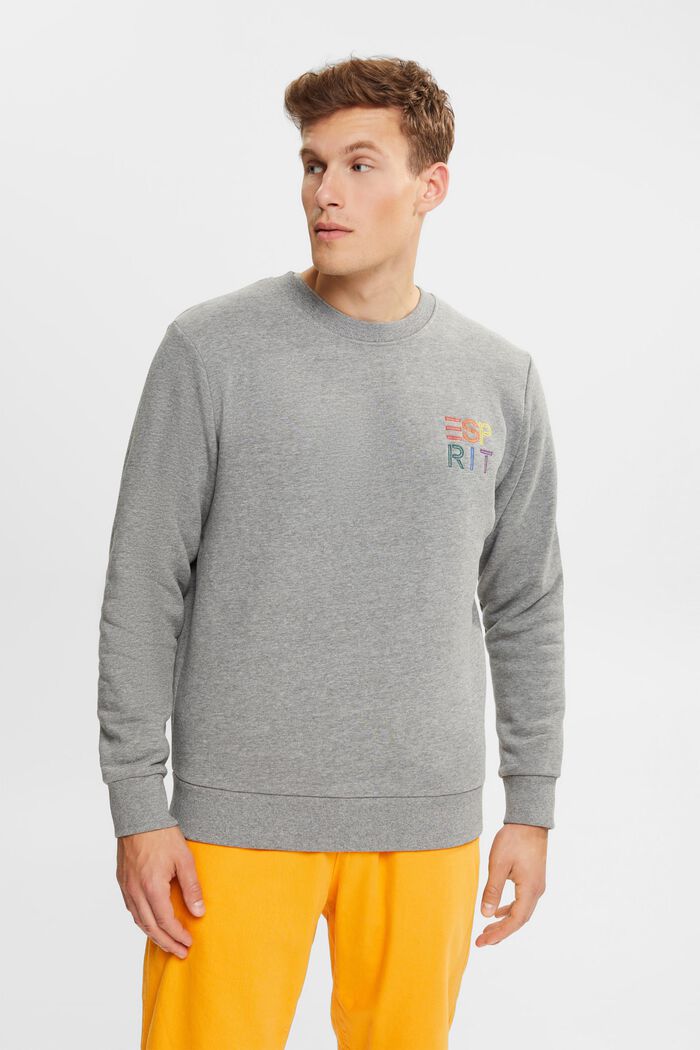 Sweatshirt met kleurrijk logoborduursel, MEDIUM GREY, overview
