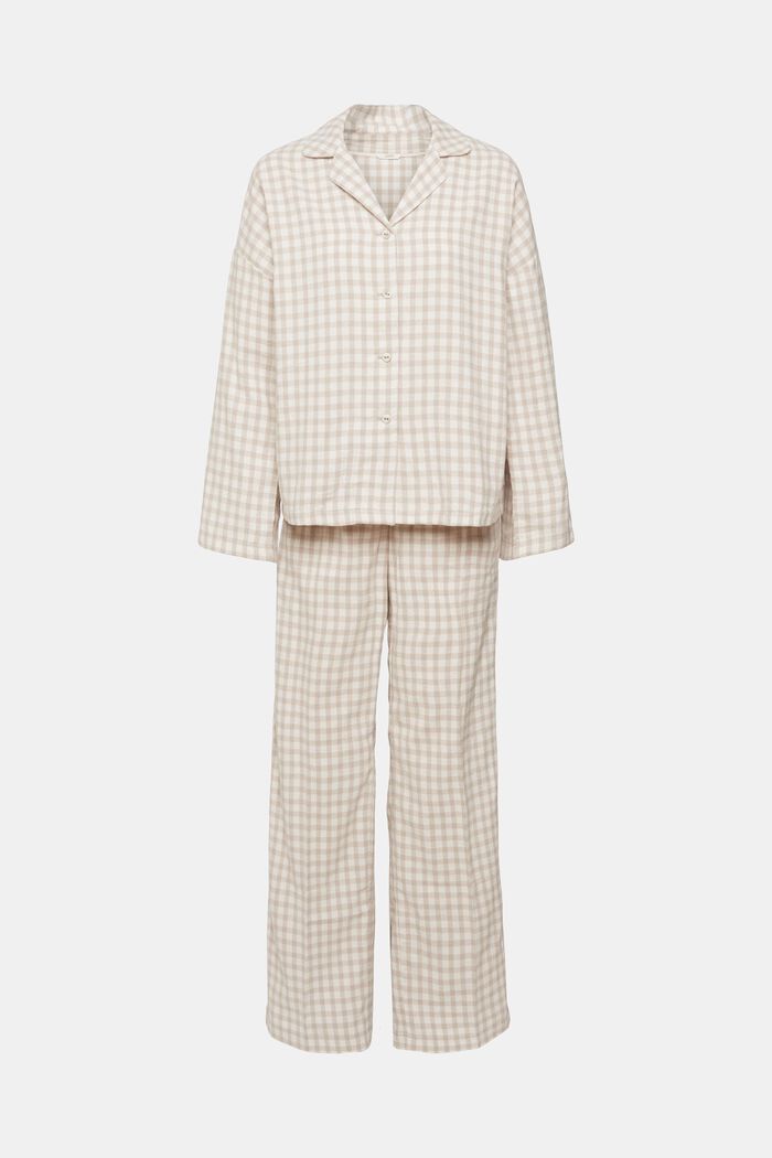 Geruite flanellen pyjama, SAND, overview