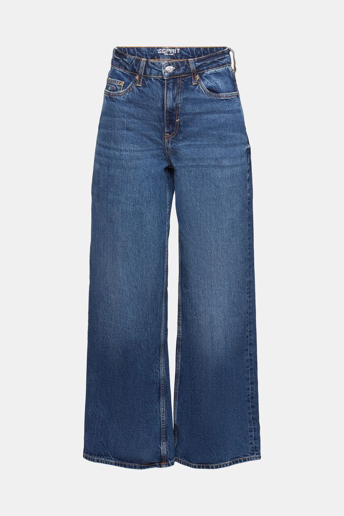 Wide fit jeans in retrolook met hoge taille, BLUE DARK WASHED, detail image number 7