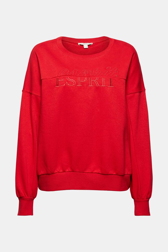 Geborduurd sweatshirt van een mix met biologisch katoen, RED, detail image number 6