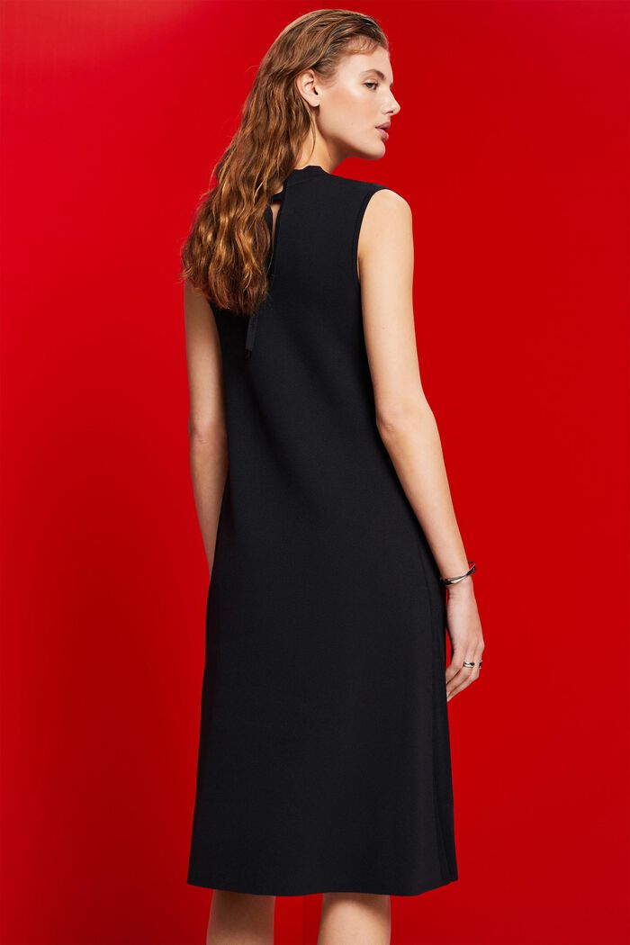 Mouwloze, geplisseerde maxi-jurk met ronde hals, BLACK, detail image number 3