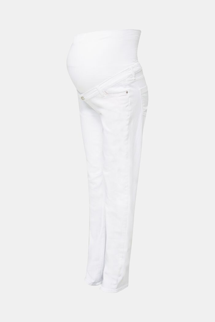 Basic jeans met band over de buik, WHITE, detail image number 1