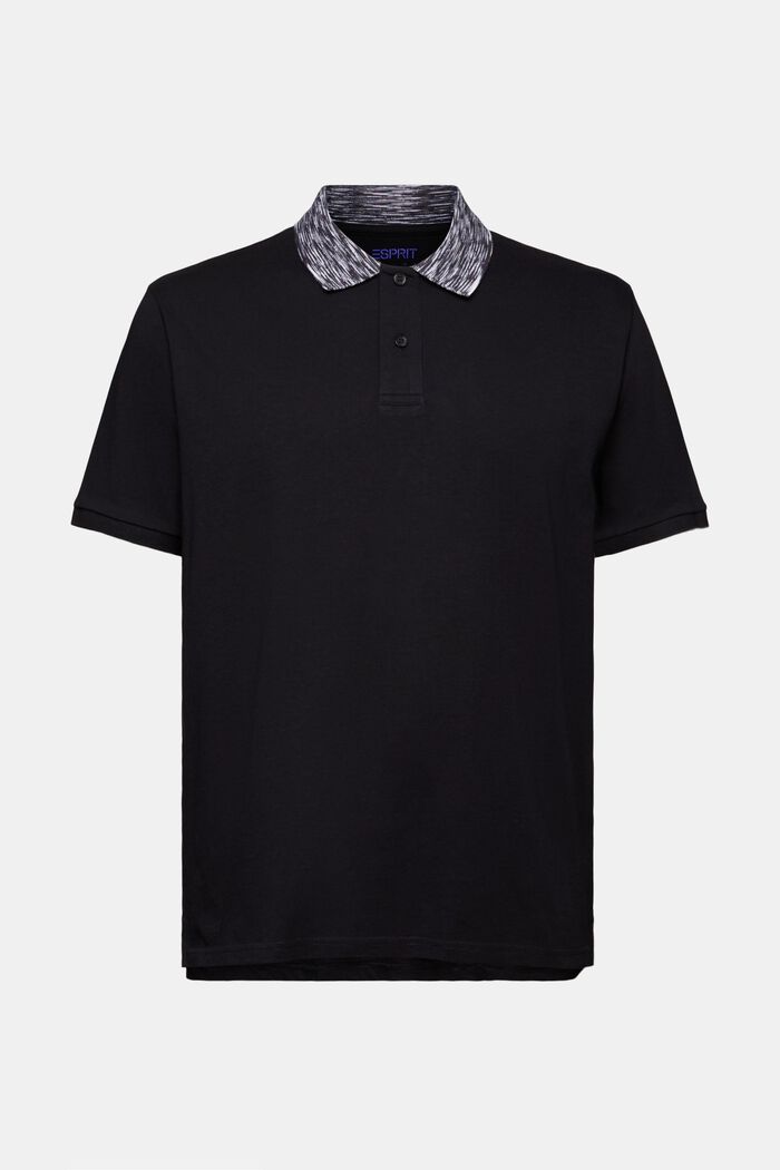 Poloshirt met space-dyed kraag, BLACK, detail image number 5