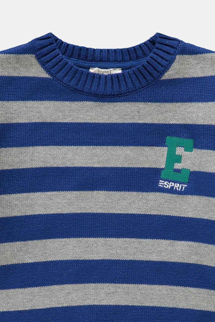 Gestreepte trui met geborduurd logo, BRIGHT BLUE, detail image number 2