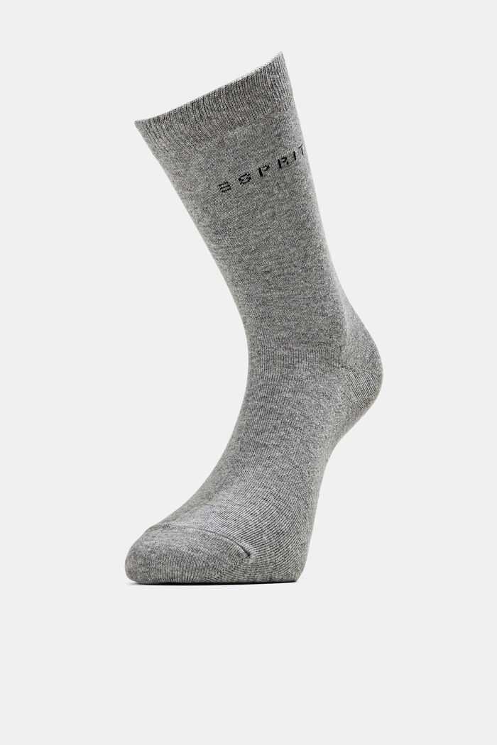 Set van 2 paar sokken met gebreid logo, organic cotton, LIGHT GREY MELANGE, detail image number 0