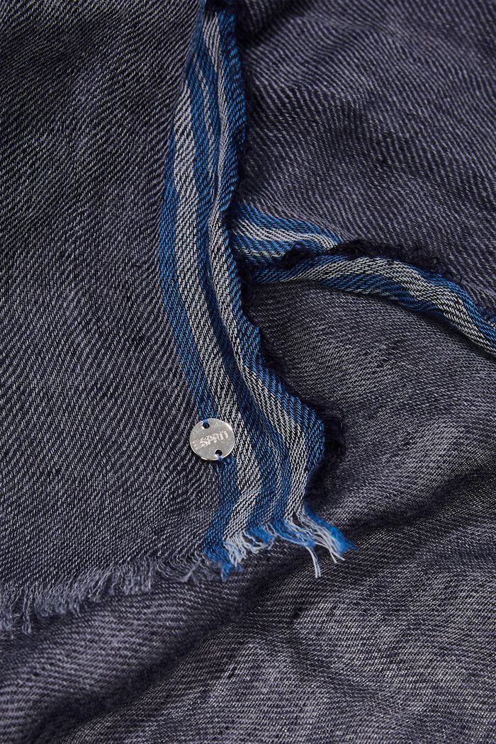 Sjaal van een linnenmix, DARK BLUE, detail image number 1