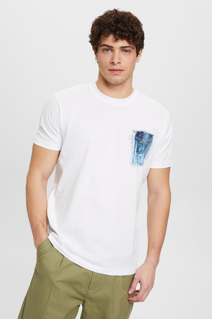 T-shirt met print van duurzaam katoen, WHITE, detail image number 0