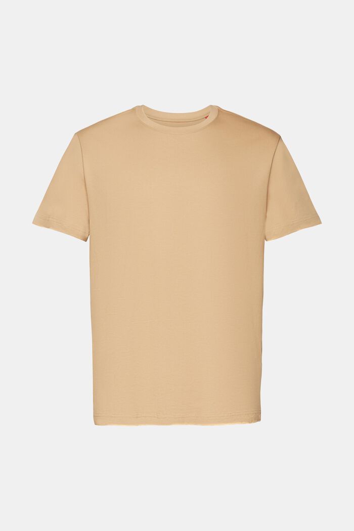 T-shirt van pima katoen-jersey met ronde hals, BEIGE, detail image number 6