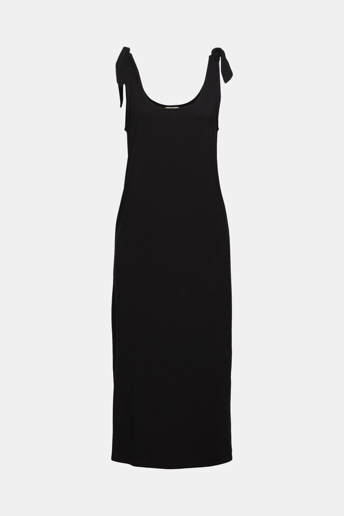 Jersey jurk met geknoopt effect, LENZING™ ECOVERO™, BLACK, overview