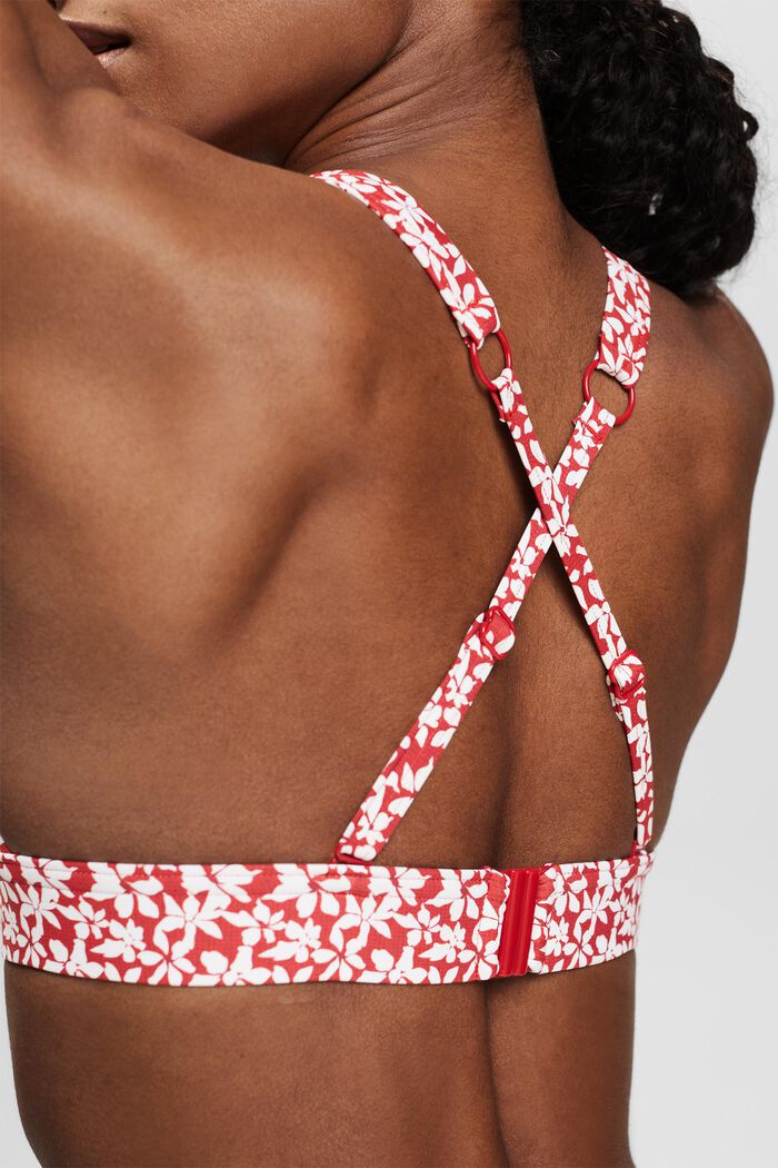Gewatteerde bikinitop met print, DARK RED, detail image number 1