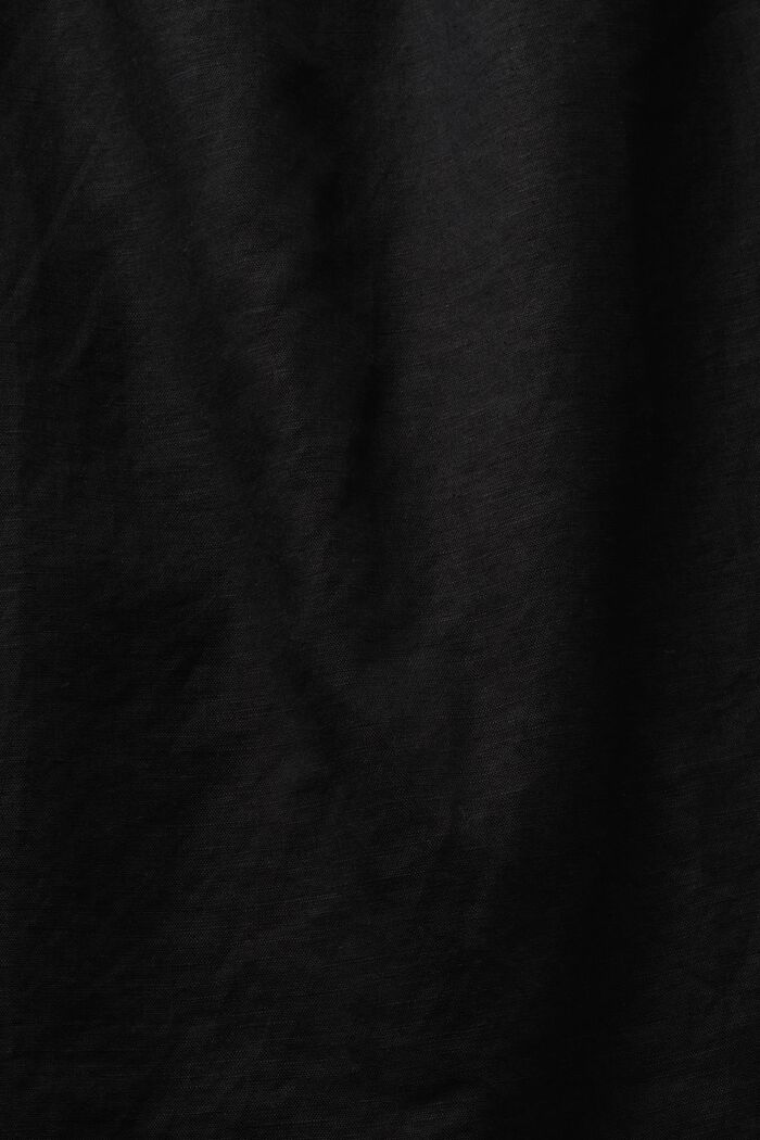 Mouwloze gesmokte blouse van linnen-katoen, BLACK, detail image number 4