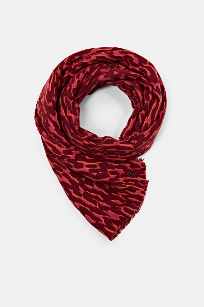 Gerecycled: sjaal met dierenprint, BORDEAUX RED, detail image number 0
