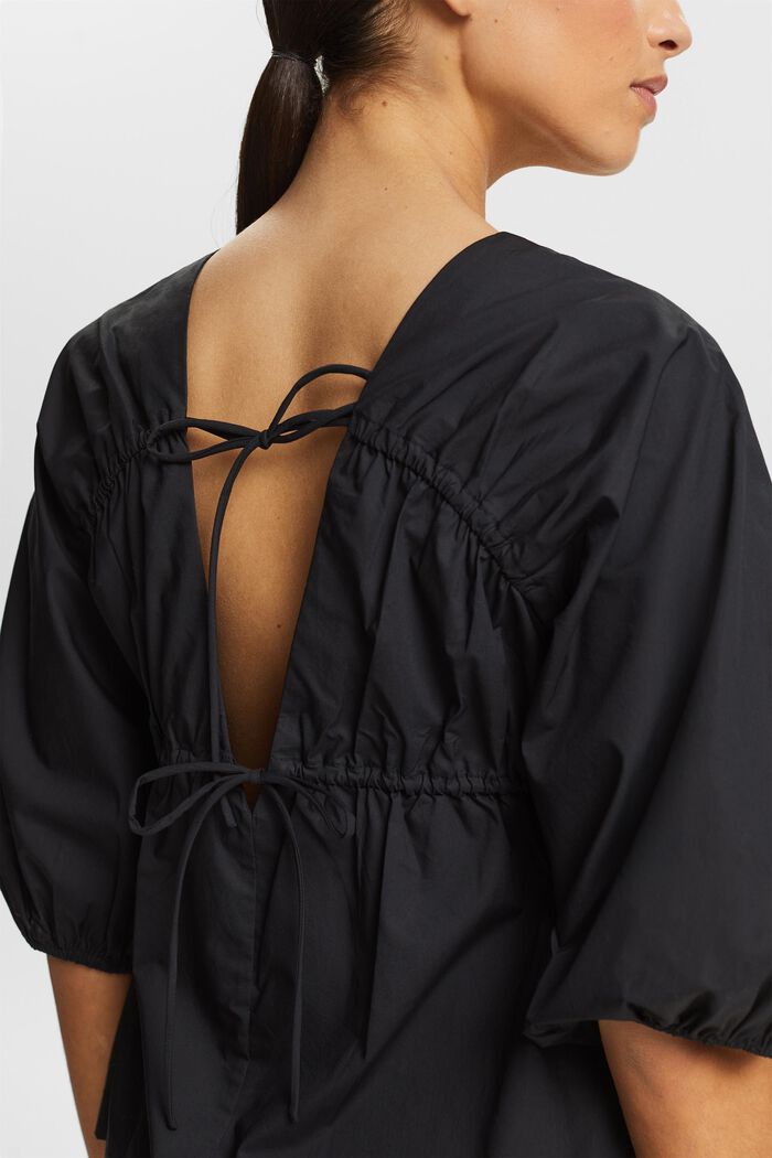 Popeline blouse met blousonmouwen, BLACK, detail image number 3