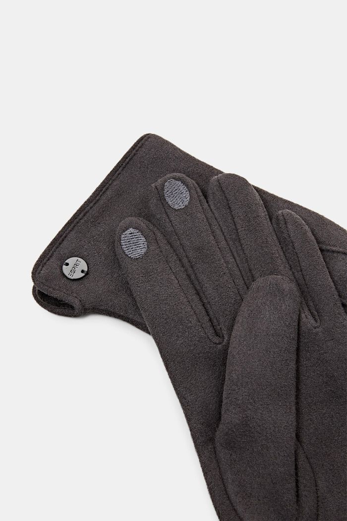 Touchscreen-handschoenen in een suède look, GREY, detail image number 1