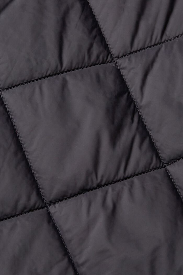 Gewatteerde mantel met afneembare capuchon van sweatstof, BLACK, detail image number 5