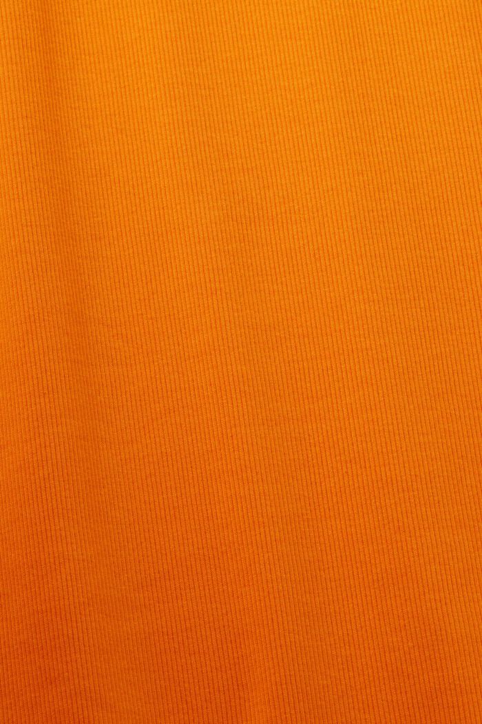 Geribde jersey midi-jurk van stretchkatoen, BRIGHT ORANGE, detail image number 5