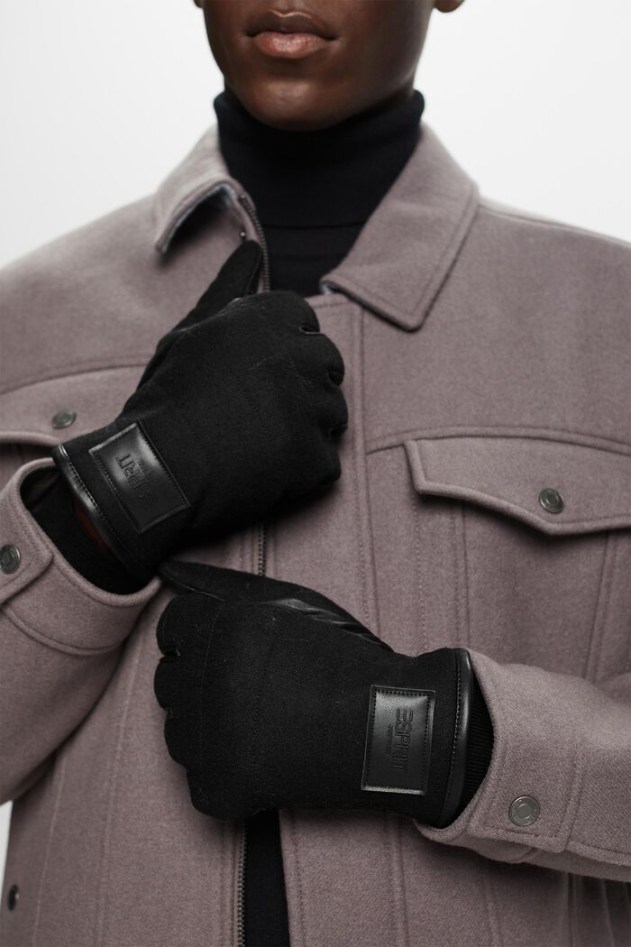 Gloves leather, NEW BLACK, detail image number 2