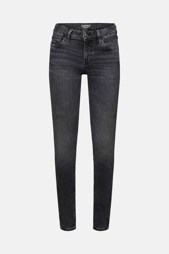 Skinny jeans met middelhoge taille, BLACK DARK WASHED, detail image number 6