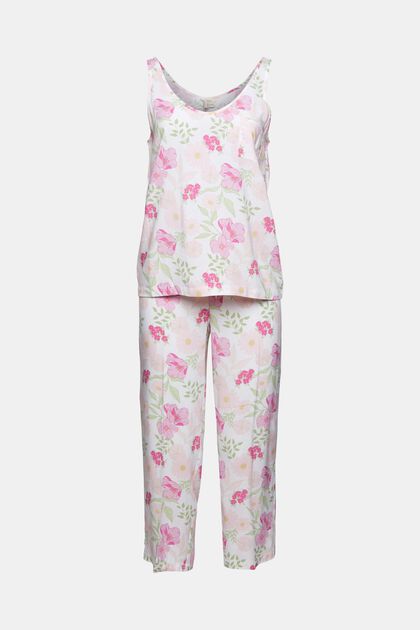 Pyjama met bloemenmotief, LENZING™ ECOVERO™, WHITE, overview