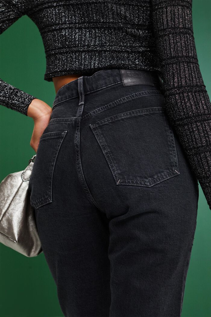 Klassieke high rise jeans met retrolook, BLACK DARK WASHED, detail image number 4