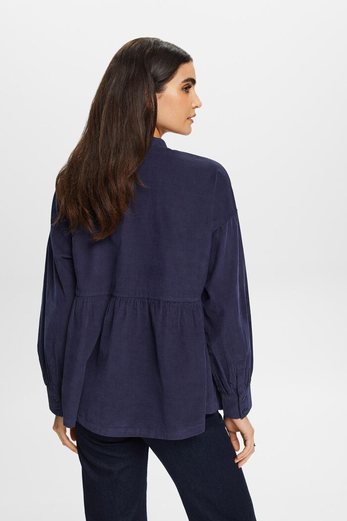 Corduroy peplum blouse, NAVY, detail image number 3