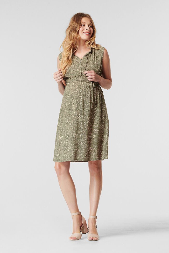 Positie-jurk met motief, LENZING™ ECOVERO™, REAL OLIVE, detail image number 0