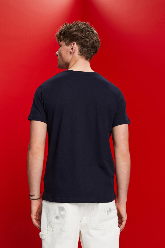 Jersey T-shirt, mix van katoen en linnen, NAVY, detail image number 3