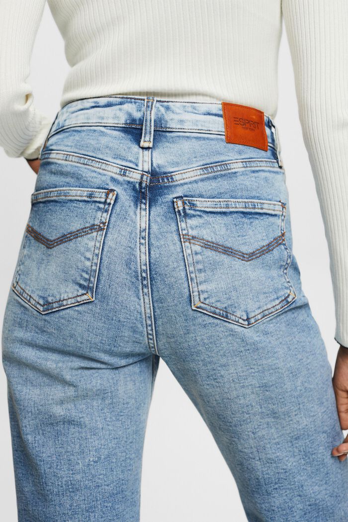 Straight jeans met retrolook en hoge taille, BLUE LIGHT WASHED, detail image number 4