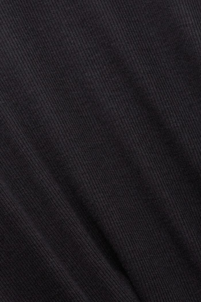 Geribd T-shirt met V-hals, BLACK, detail image number 4