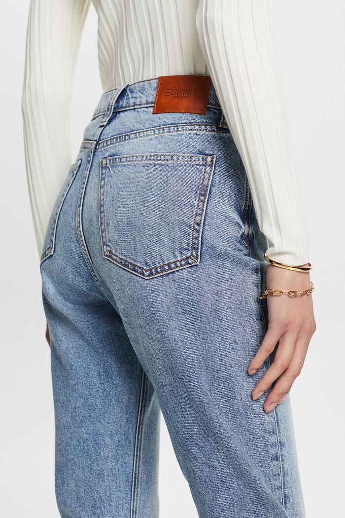 Slim fit jeans met retrolook en hoge taille, BLUE BLEACHED, detail image number 4