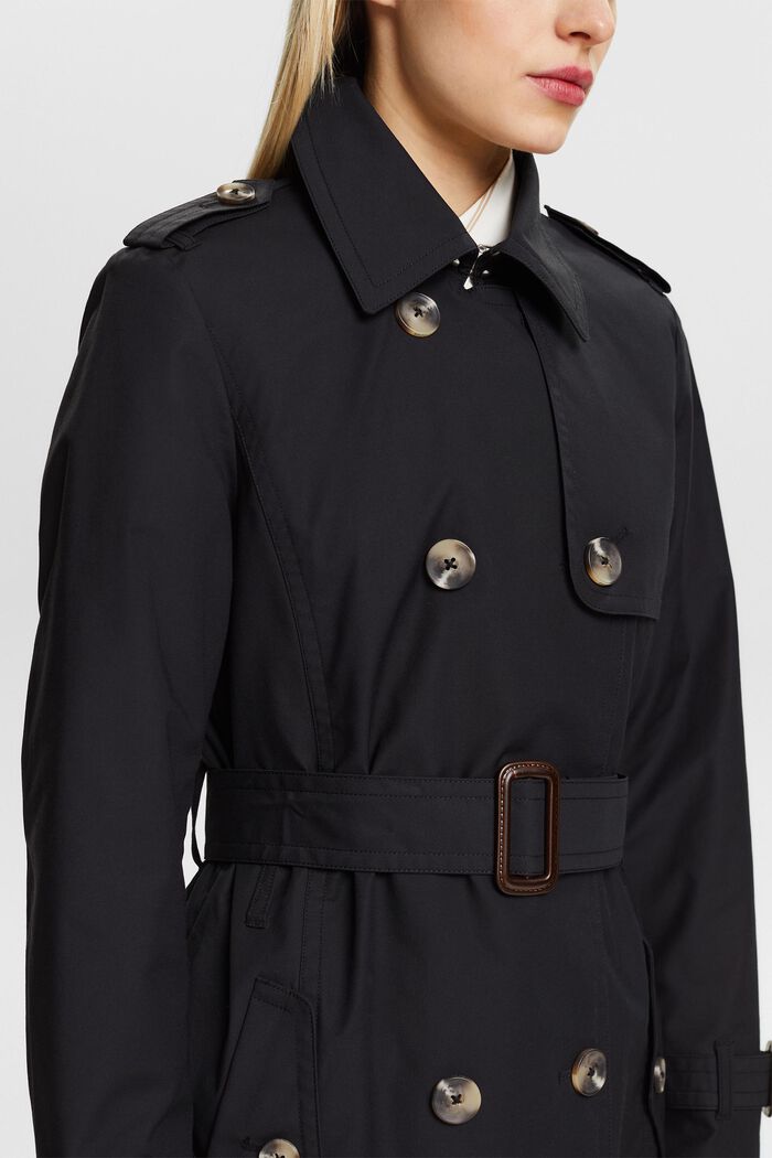Double-breasted trenchcoat met ceintuur, BLACK, detail image number 3