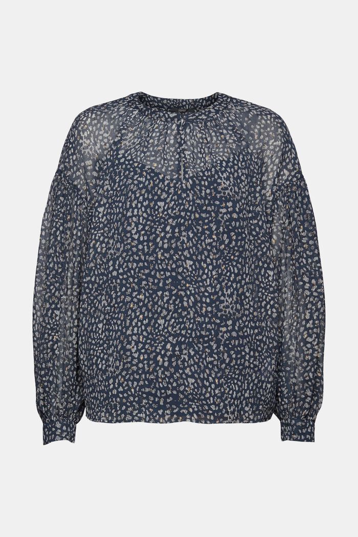 Gerecycled: chiffon blouse met print, DARK BLUE, detail image number 6