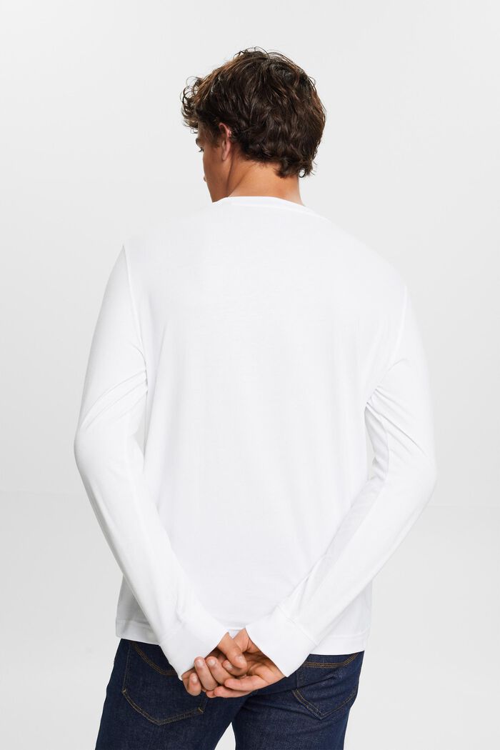 T-shirt met lange mouwen en ronde hals, WHITE, detail image number 4