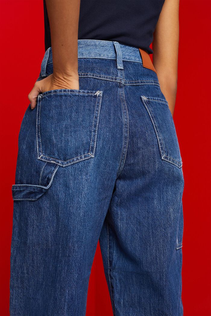 Asymmetrische 90's-jeans met wijde pijpen, BLUE DARK WASHED, detail image number 4